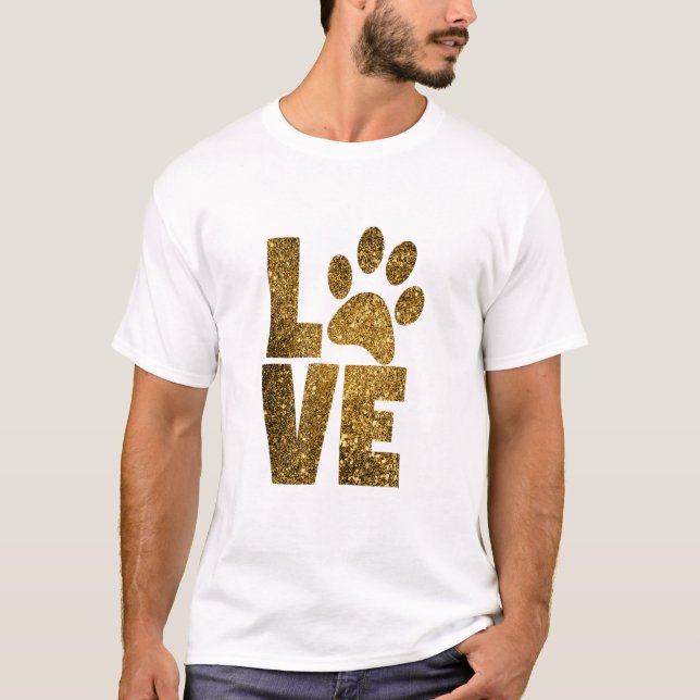 CAMISETA LOVE WITH PAW PRINT IN GLAM GOLD (Anverso)