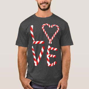 Camiseta Love Word Made Of Candy Canes Heart Christmas 672