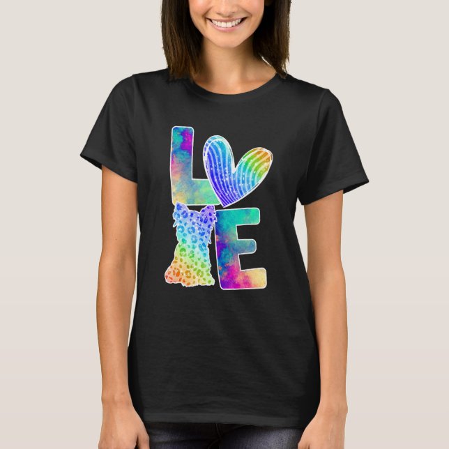 Camiseta Love Yorkshire Terrier Tie Dye Rainbow Dog (Anverso)