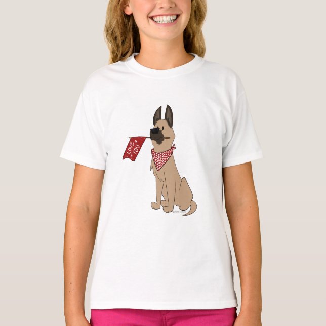Camiseta Love You Cute Dog Cartoon Graphic T-Shirt (Anverso)