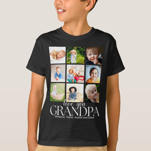 Camiseta Love You Grandpa Beautiful Collage 9 Photos  (Anverso)