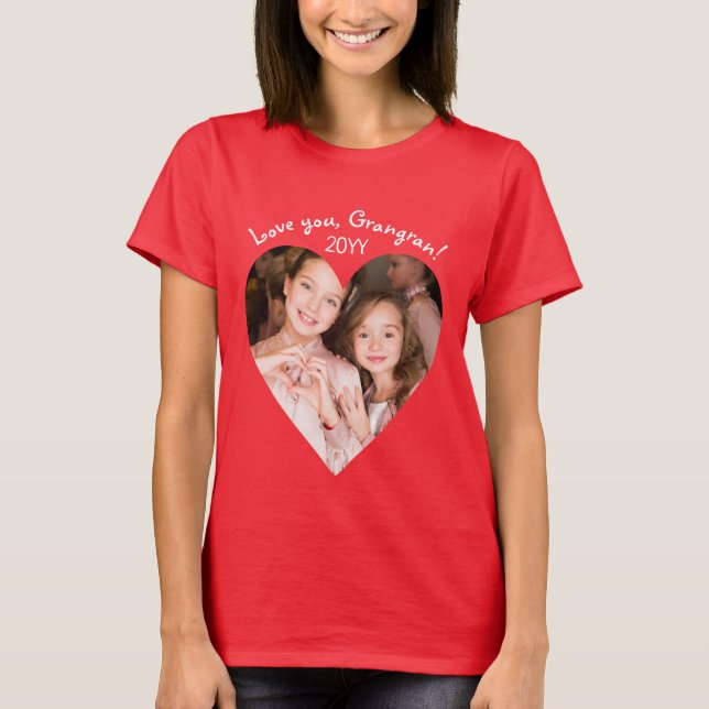 Camiseta Love You Heart Photo Frame Cute (Anverso)