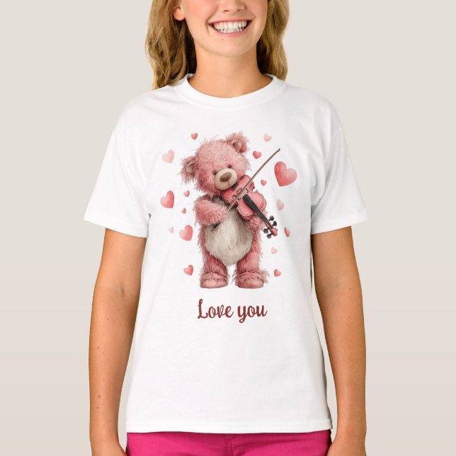 Camiseta Love You Teddy with Violin (Anverso)