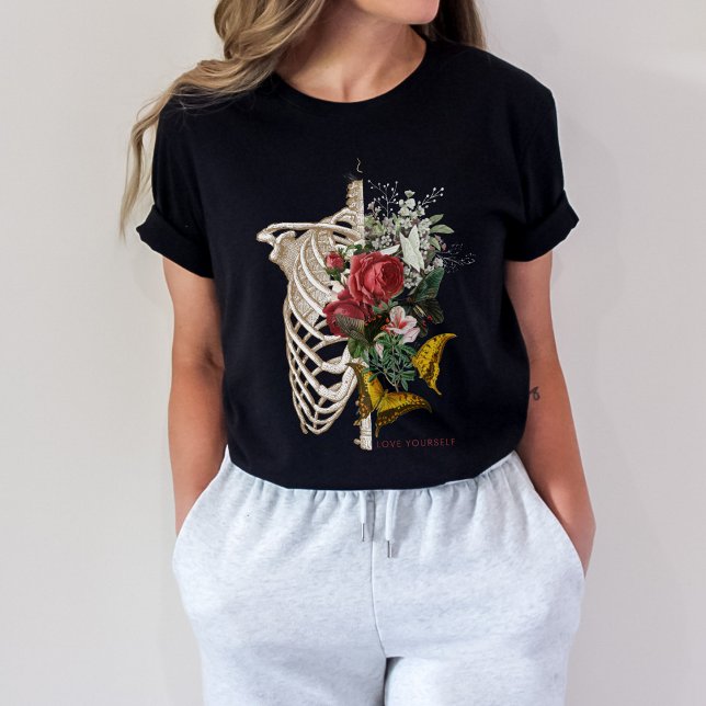 Camiseta Love Yourself | Flor de esqueleto (Love Yourself t-shirt | Skeleton Flower | Aesthetic t-shirt)