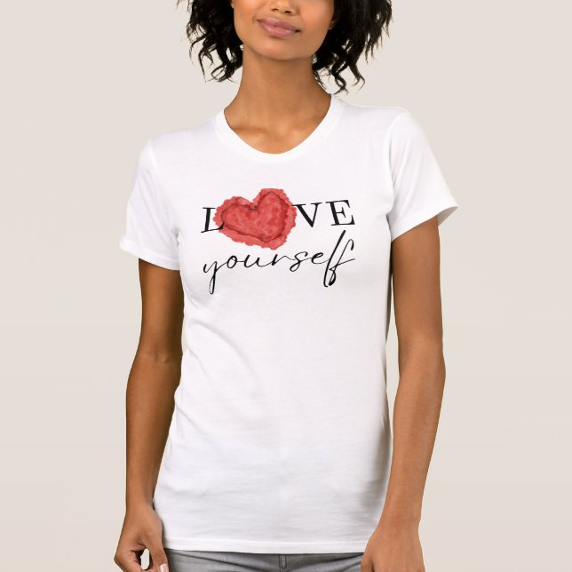 Camiseta Love Yourself Heart Watercolor Positive          (Anverso)