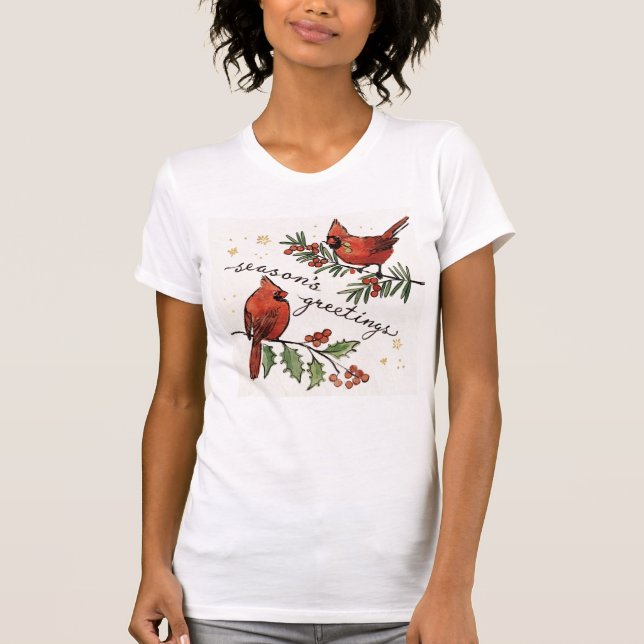 Camiseta Lovebirds del cardenal del navidad (Anverso)