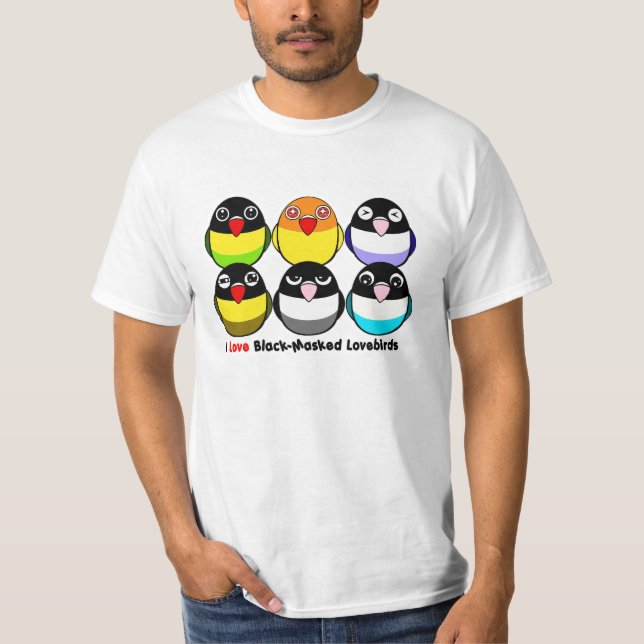 Camiseta lovebirds Negro-enmascarados (Anverso)