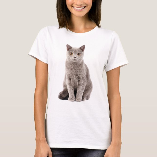 Camiseta Lovely Gray Cat with Golden Eyes  (Anverso)
