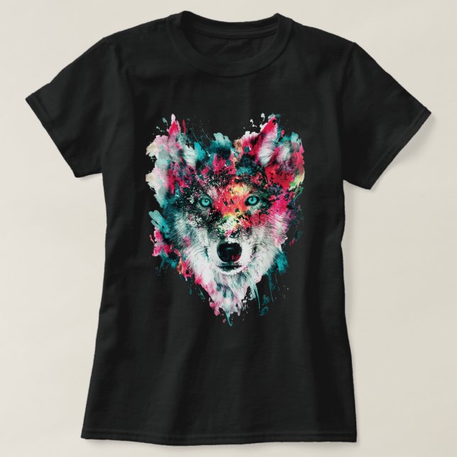Camiseta Loves Wolves wolf Face, T-Shirt (Diseño del anverso)