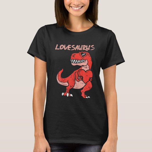 Camiseta Lovesaurus Trex Dinosaur Heart Cute Día de San Val (Anverso)