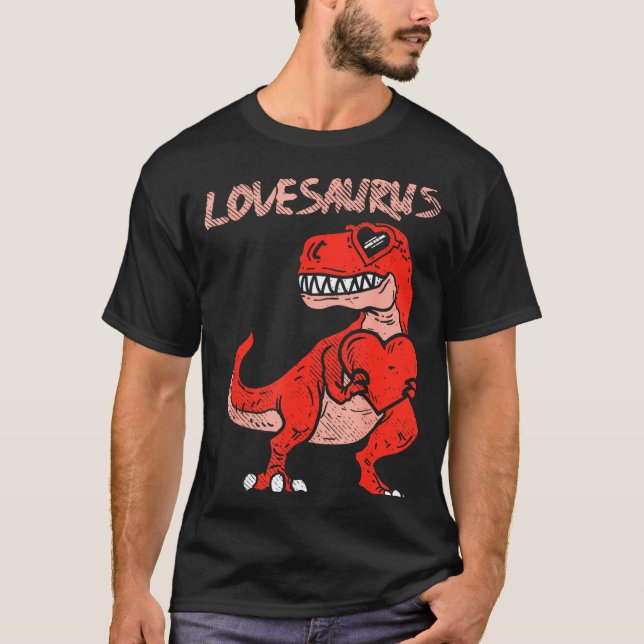 Camiseta Lovesaurus Trex Dinosaur Heart Cute Valentines Day (Anverso)