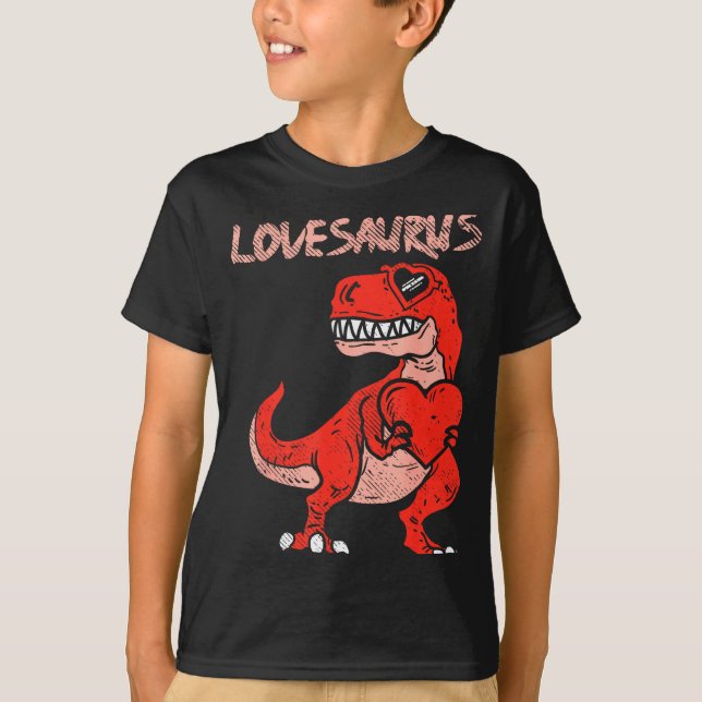 Camiseta Lovesaurus Trex Dinosaur Heart Cute Valentines Day (Anverso)