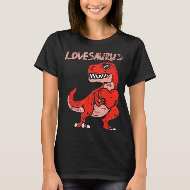 Camiseta Lovesaurus Trex Dinosaur Heart Cute Valentines Day (Anverso)