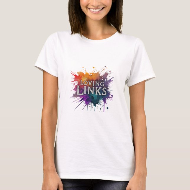 Camiseta "Loving Links" presenta un encantador diseño de ca (Anverso)