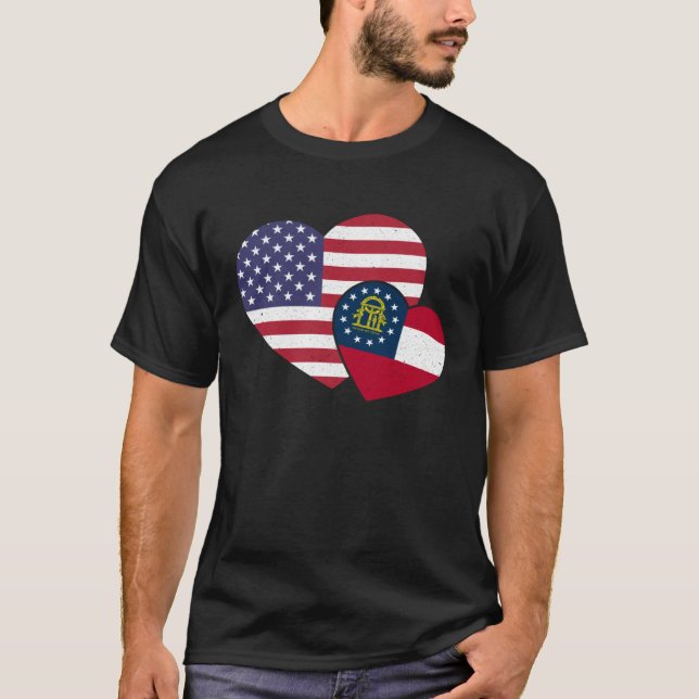 Camiseta Loving USA & Georgia Local Flag Heart Proud Americ (Anverso)