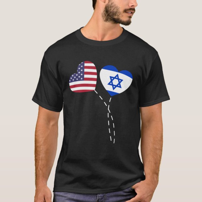 Camiseta Loving USA Israel Flag Heart Israeli Americans Lov (Anverso)