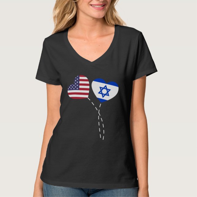 Camiseta Loving USA Israel Flag Heart Israeli Americans Lov (Anverso)