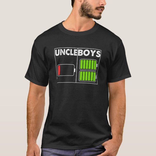 Camiseta Low Battery Uncle Of Two Sons Or Twin Boys Father  (Anverso)