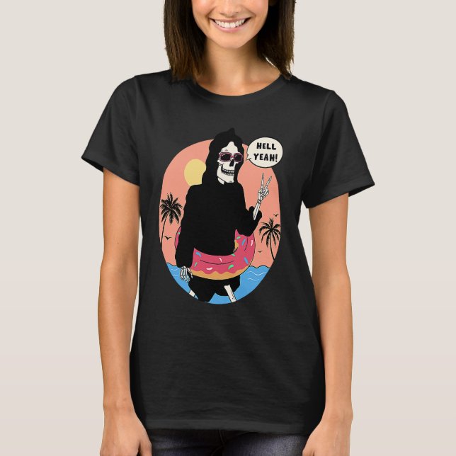 Camiseta Lowbrow art Macabre Style Grim Reaper Beach (Anverso)