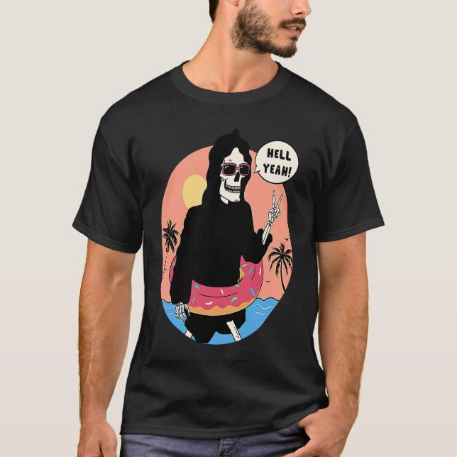 Camiseta Lowbrow art Macabre Style Grim Reaper Beach (Anverso)