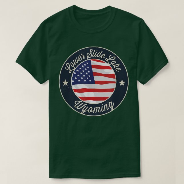 Camiseta Lower Slide Lake - Patriotic Wyoming Souvenir T-Sh (Diseño del anverso)