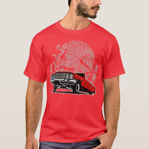 Camiseta Lowrider rojo de Apple 64 OG Águila mexicana Cholo