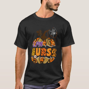 Camiseta Lpn Enfermera Estetoscopio Halloween Calabaza Leop