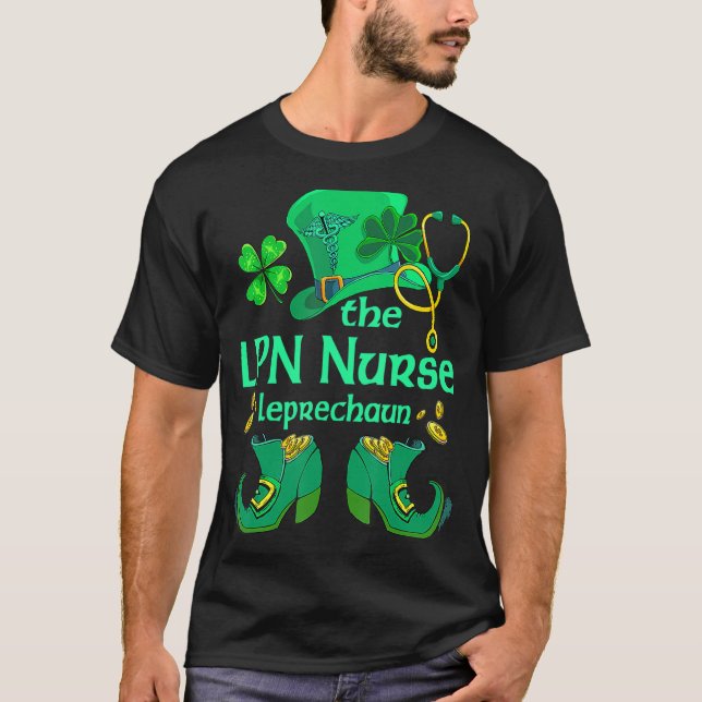Camiseta Lpn Enfermera Leprechaun St Patricks Day Tees Sham (Anverso)