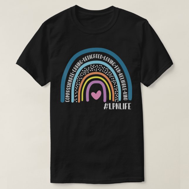Camiseta LPN Licenciada Enfermera Práctica Cute Arcoiris (Diseño del anverso)