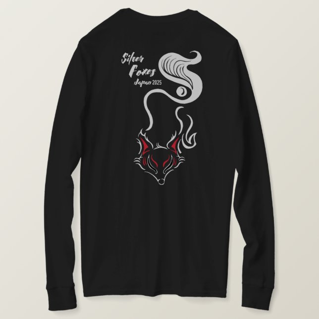 Camiseta LS de las mujeres de los zorros plateados (Reverso del diseño)