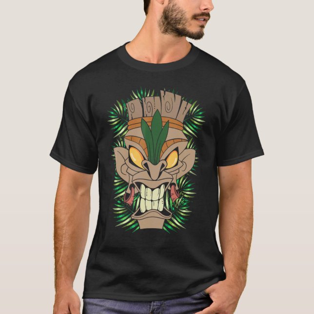 Camiseta Luau Fiesta Tropical deja la estatua de la máscara (Anverso)