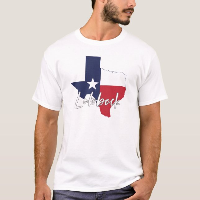 Camiseta Lubbock, Texas Flag Map Men's White (Anverso)