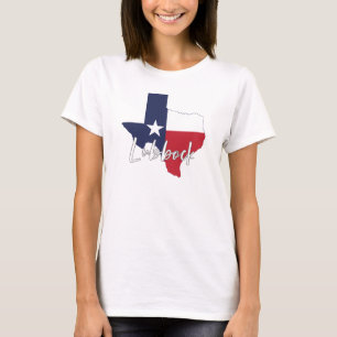 Camiseta Lubbock, Texas Flag Map Women's White