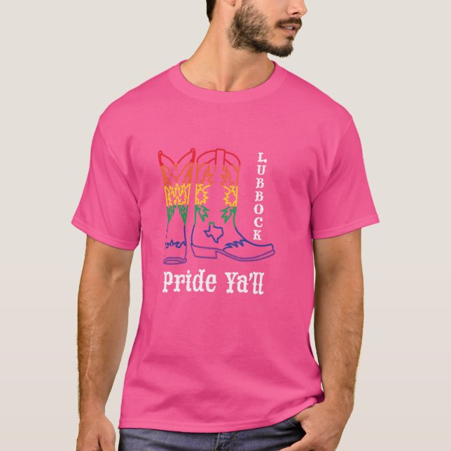 Camiseta Lubbock Texas Pride Ya'll - Vaquero LGBTQ por gay  (Anverso)