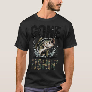 Camiseta lubina de boca grande saltando fuera del agua Gone
