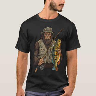 Camiseta lubina pavo real pescador bigfoot