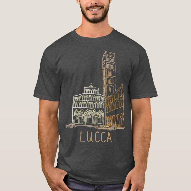 Camiseta Lucca Italy Unique Hand Drawn Art Gift Men Women (Anverso)