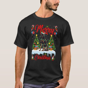Camiseta Luces Árbol de Navidad Santa Doberman Pinscher Per