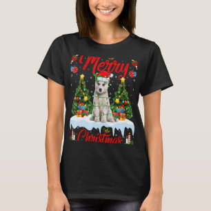 Camiseta Luces Árbol Navidad Santa Perro Husky Siberiano