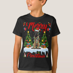 Camiseta Luces Árbol Navidad Santa Perro Malinois Belga Cri