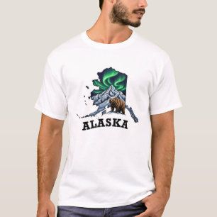 Camiseta Luces boreales al estilo del tatuaje del estado de