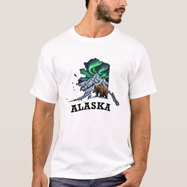 Camiseta Luces boreales al estilo del tatuaje del estado de (Anverso)