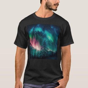 Camiseta Luces boreales de Alaska en el bosque