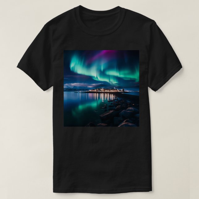 Camiseta Luces boreales de Islandia Aurora Borealis Vacacio (Diseño del anverso)