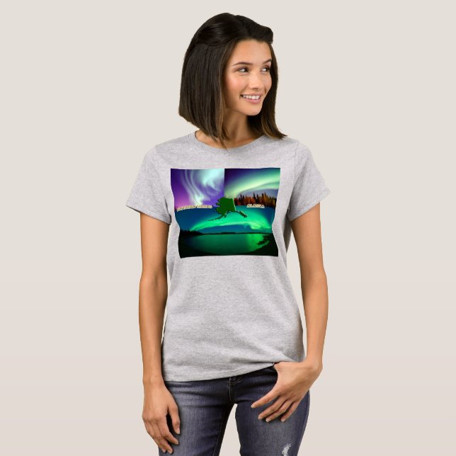 Camiseta Luces boreales de mujeres colindantes de Alaska (Anverso completo)