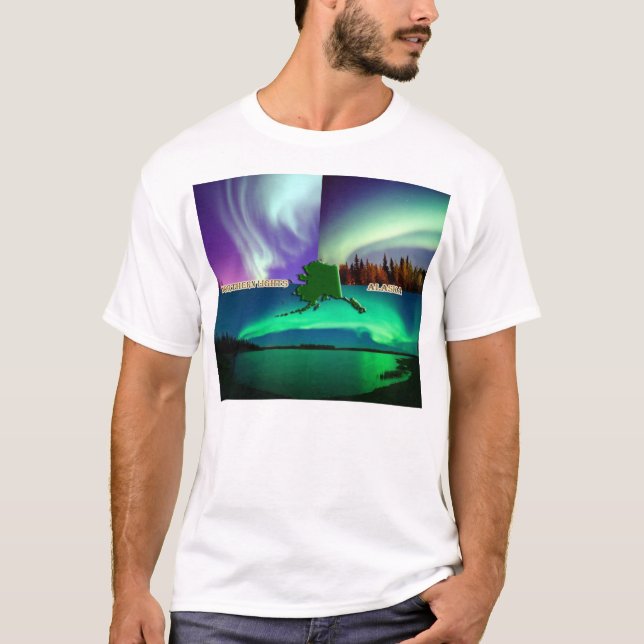 Camiseta Luces boreales del Collage de Alaska (Anverso)