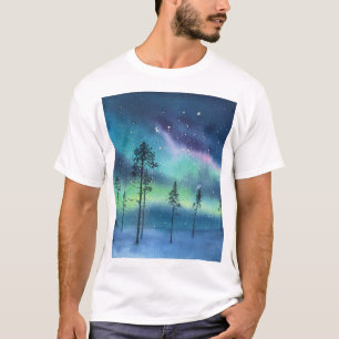 Camiseta Luces boreales, paisaje acuático