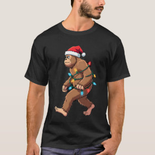 Camiseta Luces de árbol de Navidad de Bigfoot Santa Navidad