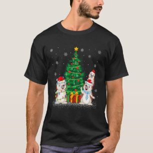 Camiseta Luces de árbol de Navidad de erizo lindo divertido