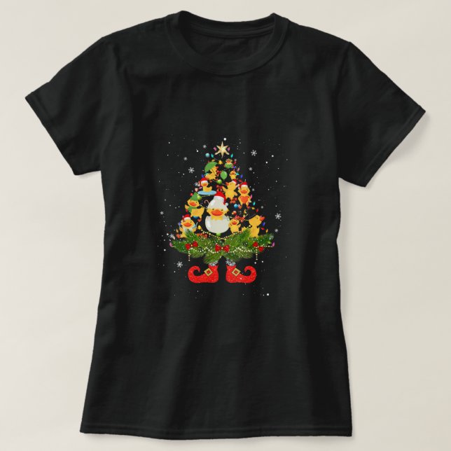 Camiseta Luces de árbol de navidad de los patos (Diseño del anverso)